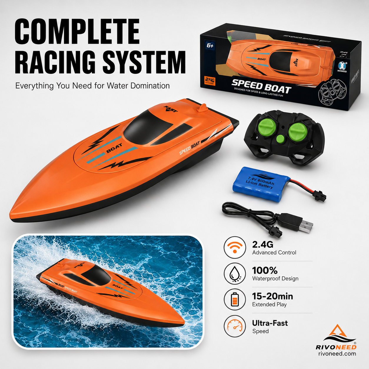 ✨ Kétmotoros gyors távirányítós hajó,🚤 kiváló ajándék gyerekeknek