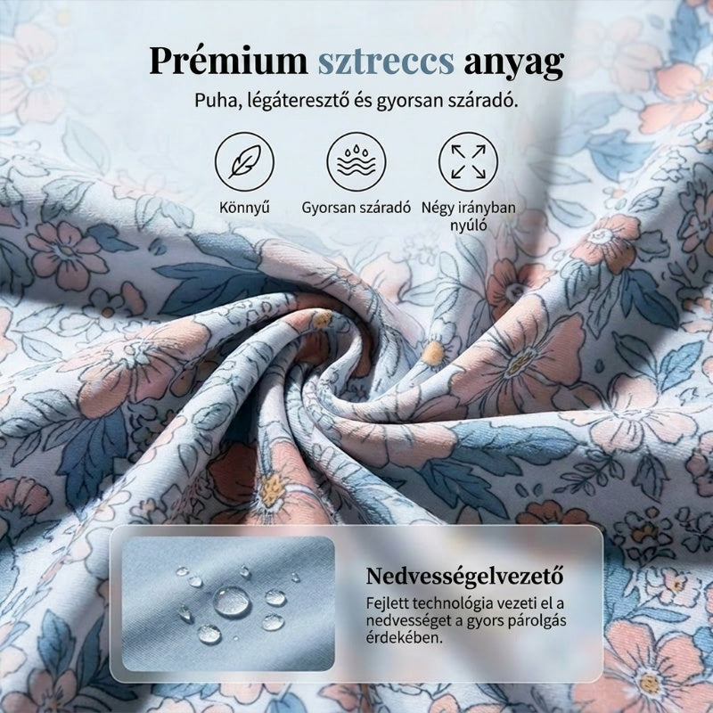 🌼Női, magas derekú, virágmintás tankini fürdőruha