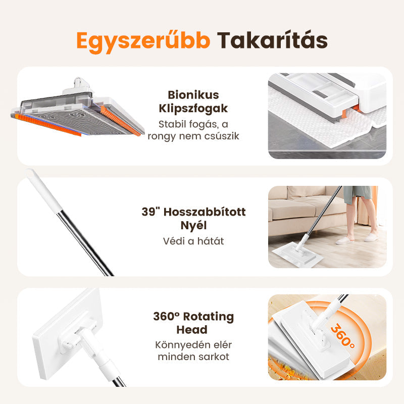 💥 Eldobható porfelmosó 4 újrafelhasználható kendővel 🧺🧼