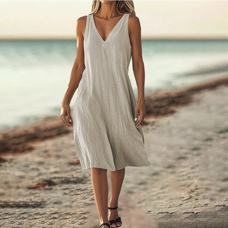 Dámské šaty bez rukávů s výstřihem do V