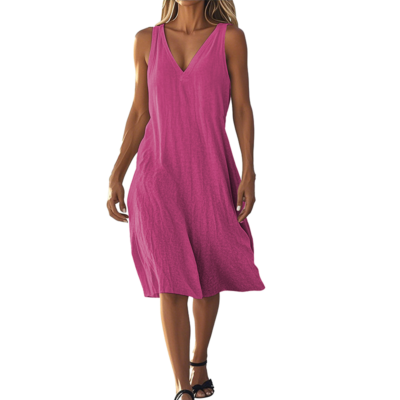 Dámské šaty bez rukávů s výstřihem do V