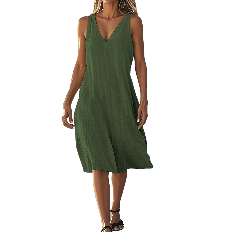 Dámské šaty bez rukávů s výstřihem do V