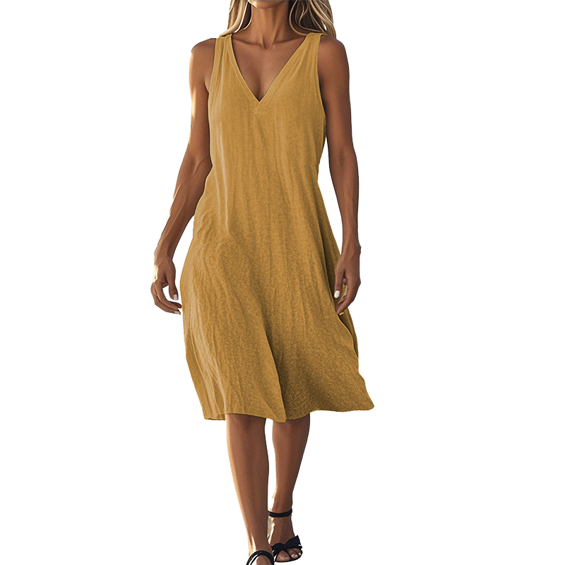 Dámské šaty bez rukávů s výstřihem do V