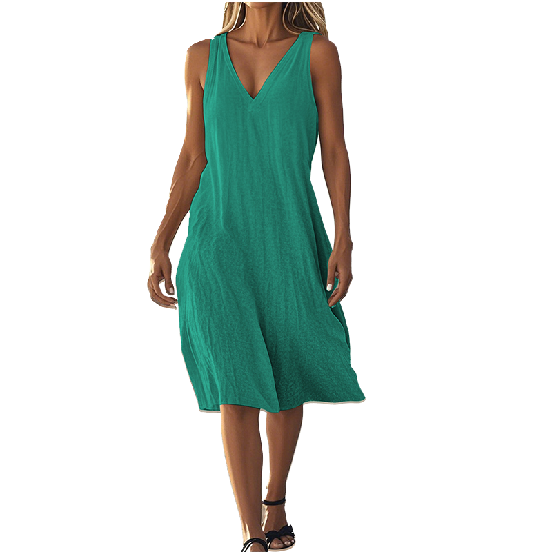 Dámské šaty bez rukávů s výstřihem do V