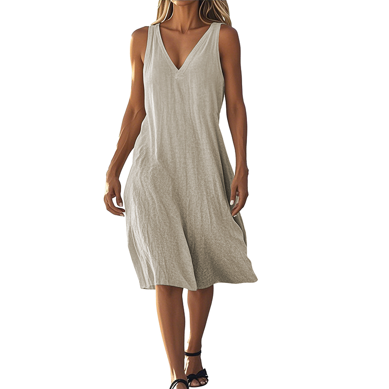 Dámské šaty bez rukávů s výstřihem do V