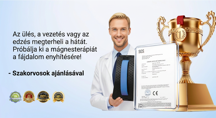 Mágneses deréknyújtó – akupresszúrás masszázs, hordozható kialakítás és hátfájás enyhítés 🧘‍♂️✨