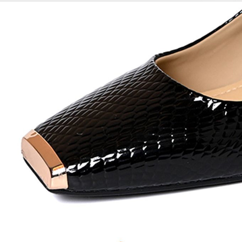 Dámské lodičky s blokovým podpatkem a hadím vzorem