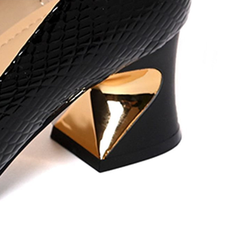 Dámské lodičky s blokovým podpatkem a hadím vzorem