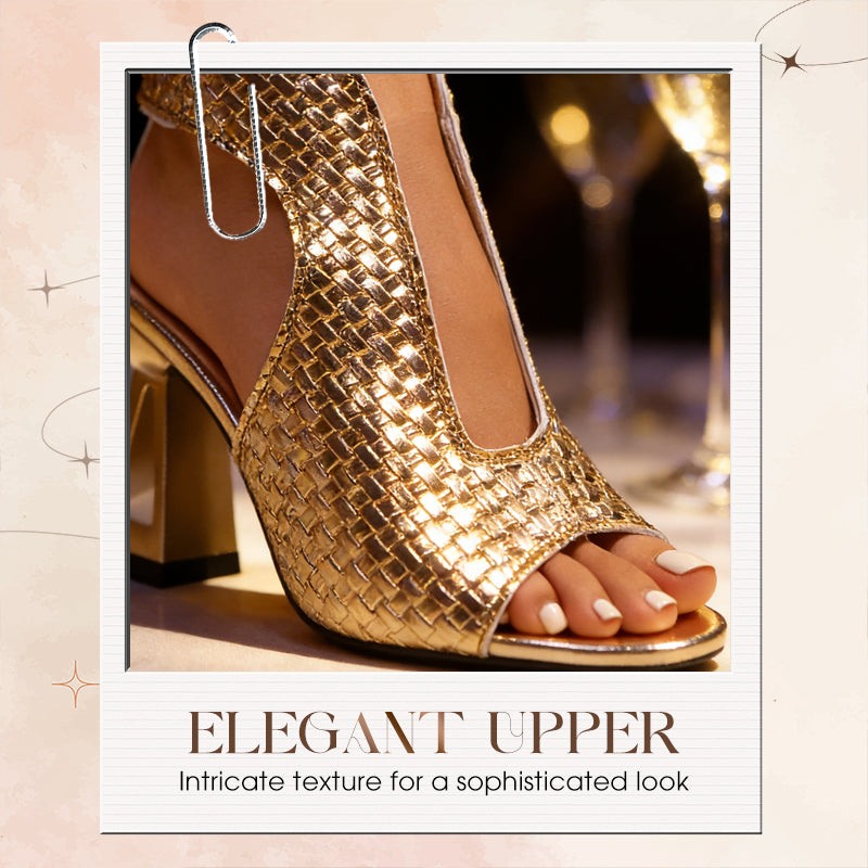 👠Elegáns nyitott orrú női magassarkú szandál – Kényelmes tömbsarokkal és állítható pánttal