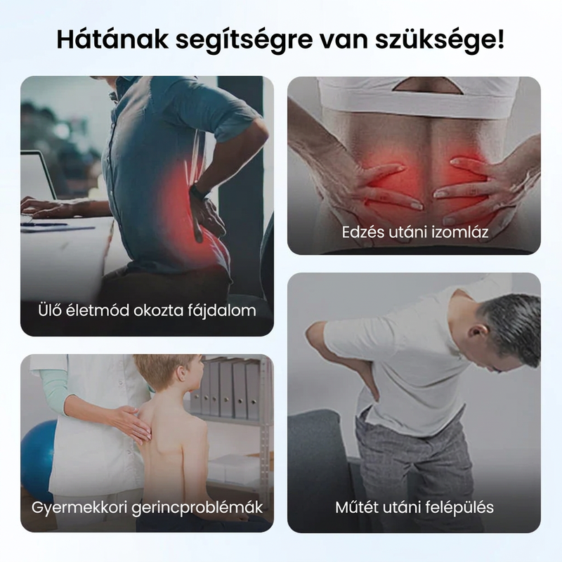 Mágneses deréknyújtó – akupresszúrás masszázs, hordozható kialakítás és hátfájás enyhítés 🧘‍♂️✨