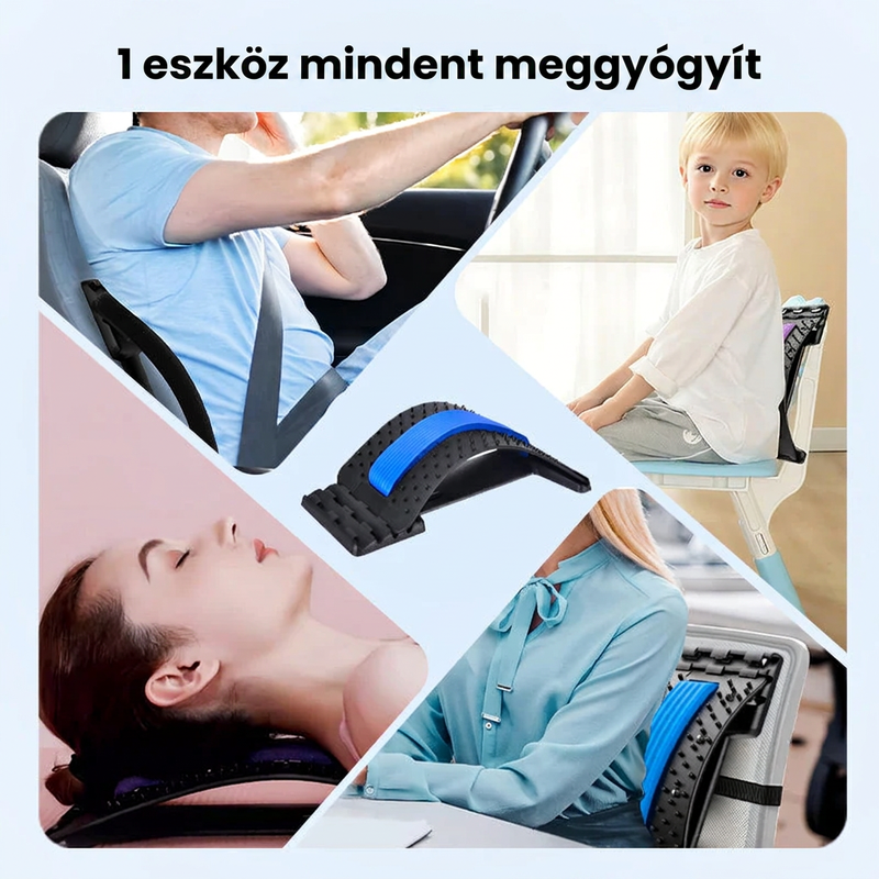 Mágneses deréknyújtó – akupresszúrás masszázs, hordozható kialakítás és hátfájás enyhítés 🧘‍♂️✨