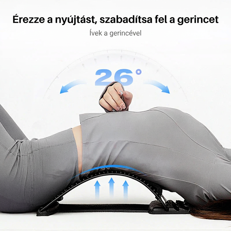 Mágneses deréknyújtó – akupresszúrás masszázs, hordozható kialakítás és hátfájás enyhítés 🧘‍♂️✨