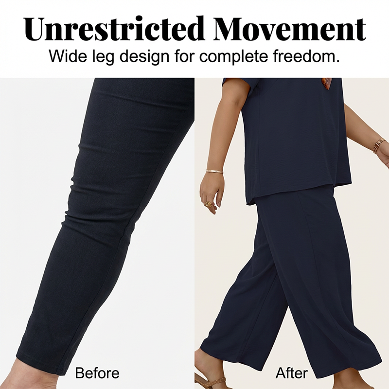 Dámský ležérní set z topu s krátkým rukávem a kalhot s širokými nohavicemi