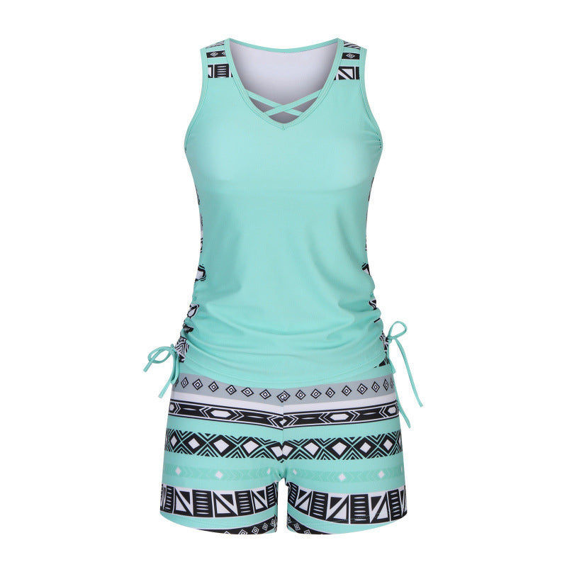 Dámské dvoudílné plavky typu tankini s potiskem