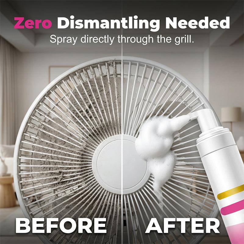 🌀 Ventilátor-tisztító spray – szétszerelés nélkül. A hab feloldja a port. Minden típusú ventilátoron hatékony! 🧼✨
