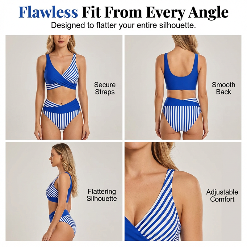 👙 S-3XL Színblokkos Bikini: Stílusos és Alakformáló Két Részes Fürdőruha 🌊