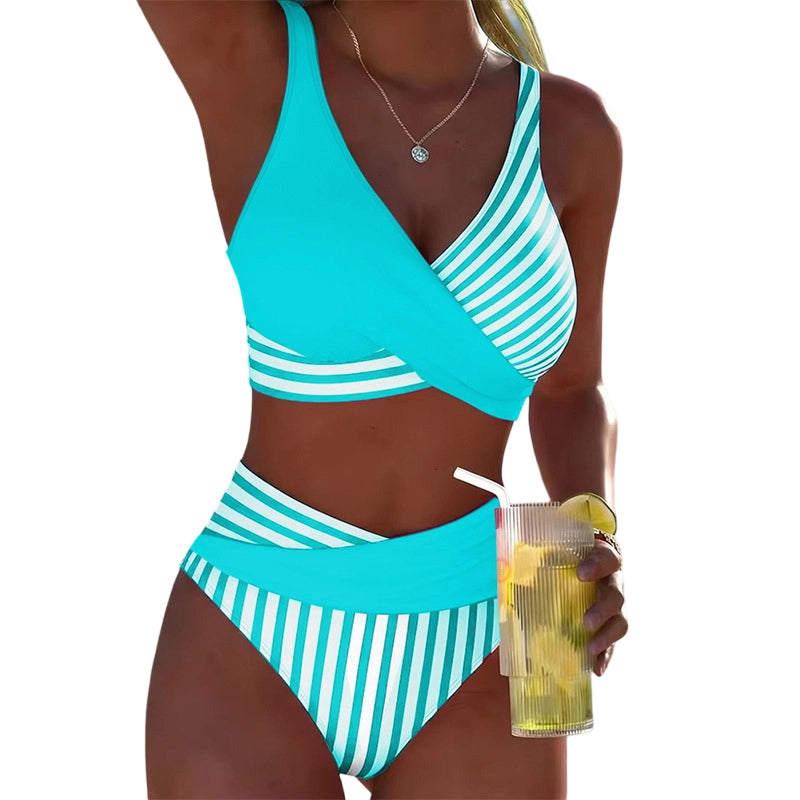 👙 S-3XL Színblokkos Bikini: Stílusos és Alakformáló Két Részes Fürdőruha 🌊